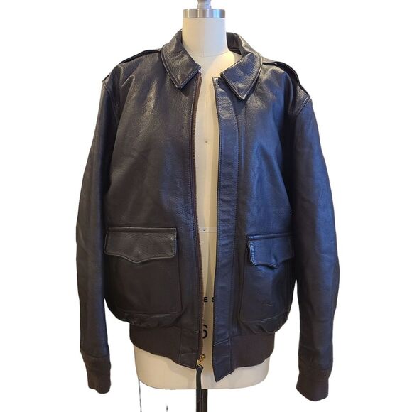 Gibson Other - Gibson & Barnes A-2 Leather Flight Aviator Bomber Jacket 42 Removable Vest Liner